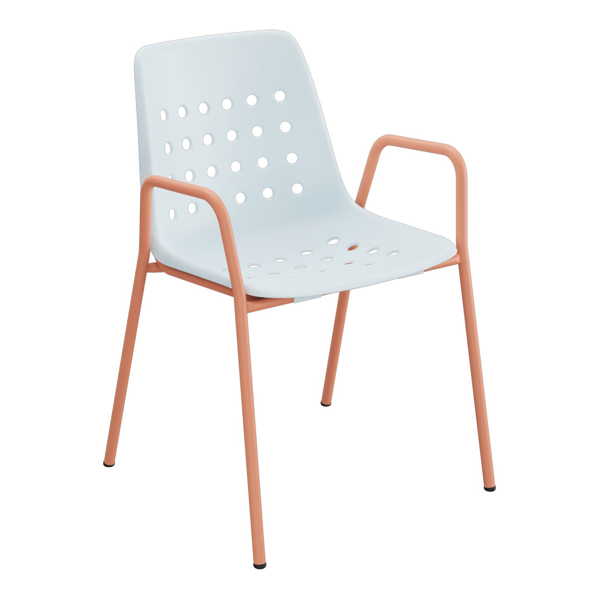 Schaffner Bermuda Fauteuil repas avec accoudoirs tubes ronds – Bleu Pastel 51 / Terracotta 84