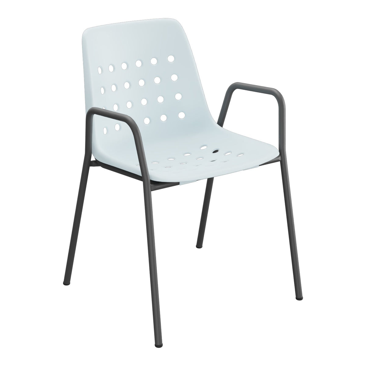 Schaffner Bermuda Fauteuil repas avec accoudoirs tubes ronds – Bleu Pastel 51 / Noir 91