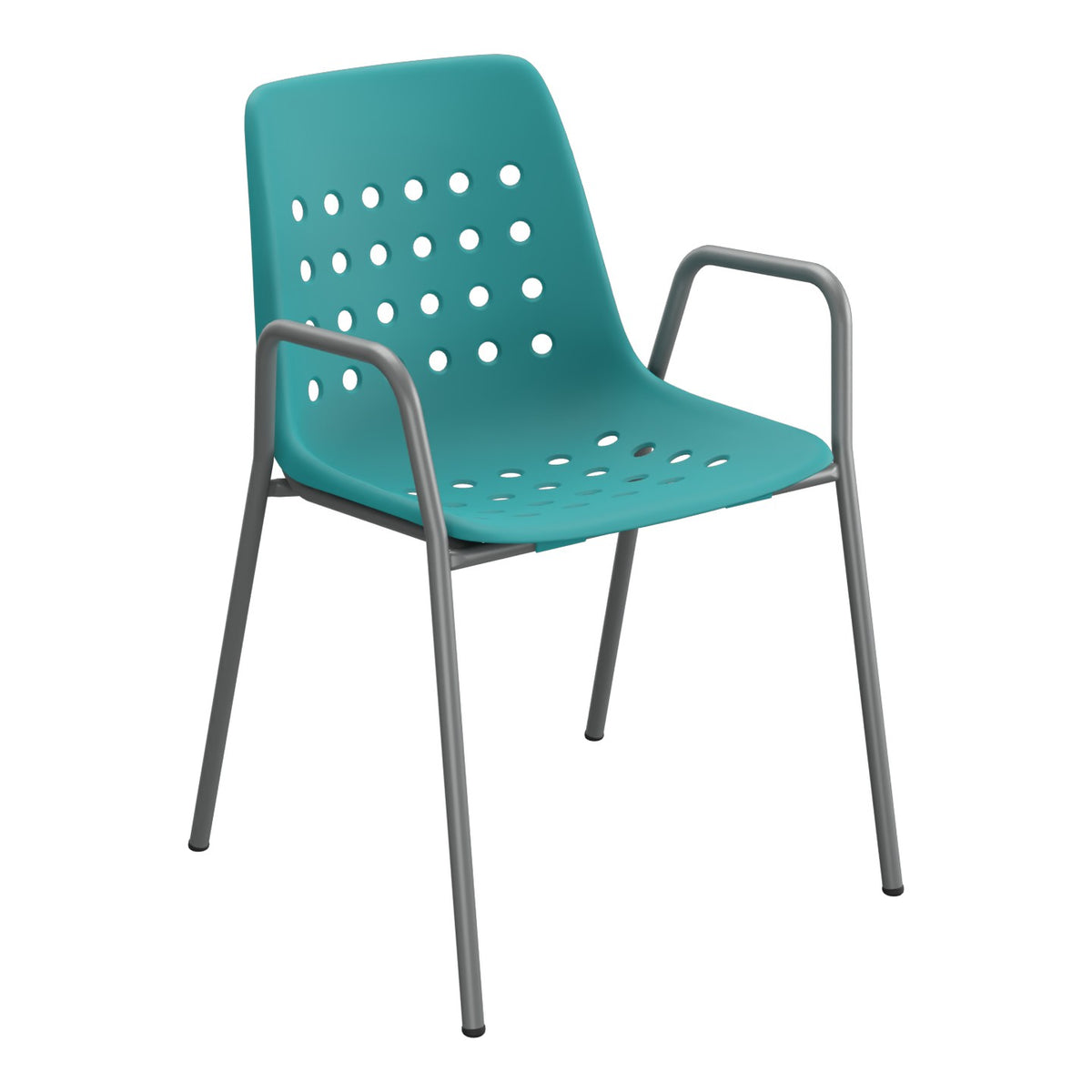 Schaffner Bermuda Fauteuil repas avec accoudoirs tubes ronds – Bleu Kali 56 / Graphite 73