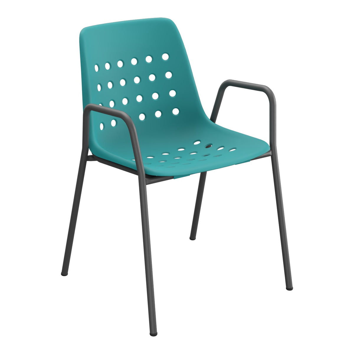 Schaffner Bermuda Fauteuil repas avec accoudoirs tubes ronds – Bleu Kali 56 / Noir 91