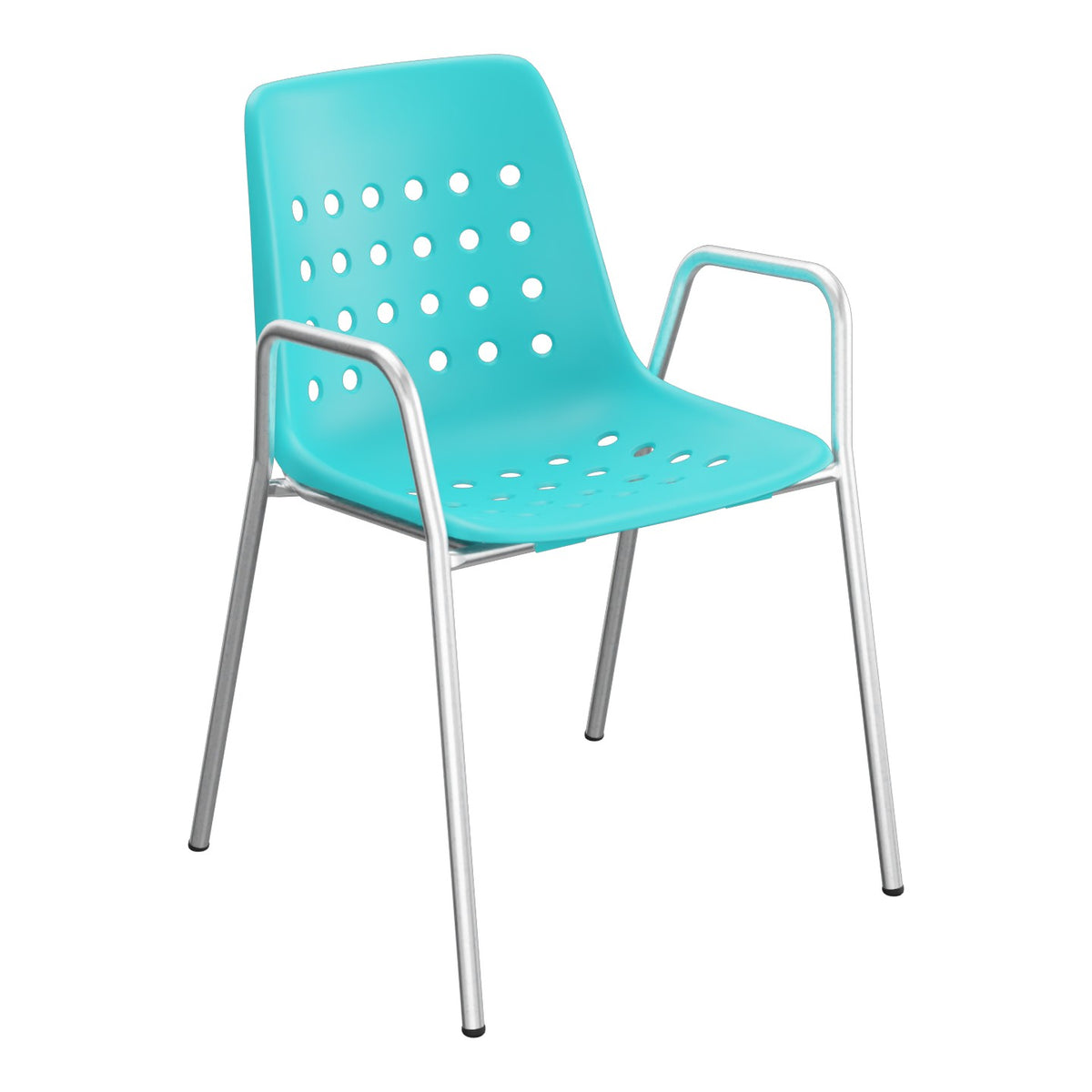 Schaffner Bermuda Fauteuil repas avec accoudoirs tubes ronds – Turquoise 58 / Galvanisé à chaud 02