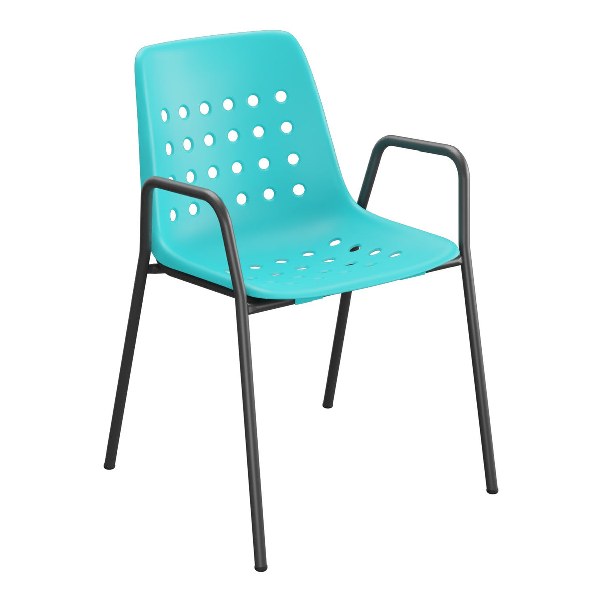 Schaffner Bermuda Fauteuil repas avec accoudoirs tubes ronds – Turquoise 58 / Anthracite 77