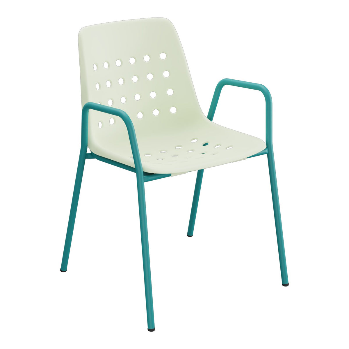 Schaffner Bermuda Fauteuil repas avec accoudoirs tubes ronds – Vert Pastel 64 / Bleu Kali 56