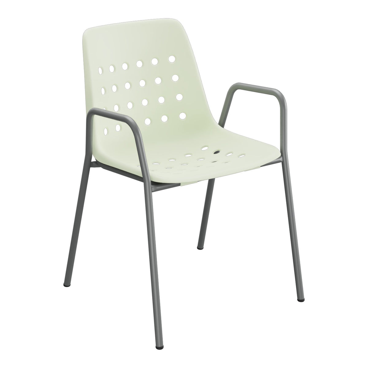 Schaffner Bermuda Fauteuil repas avec accoudoirs tubes ronds – Vert Pastel 64 / Graphite 73