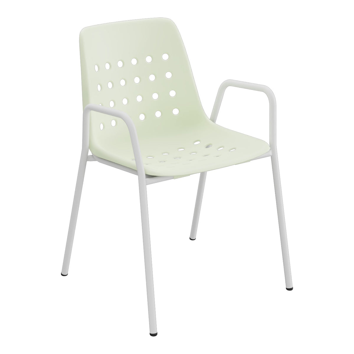 Schaffner Bermuda Fauteuil repas avec accoudoirs tubes ronds – Vert Pastel 64 / Gris Argent 78