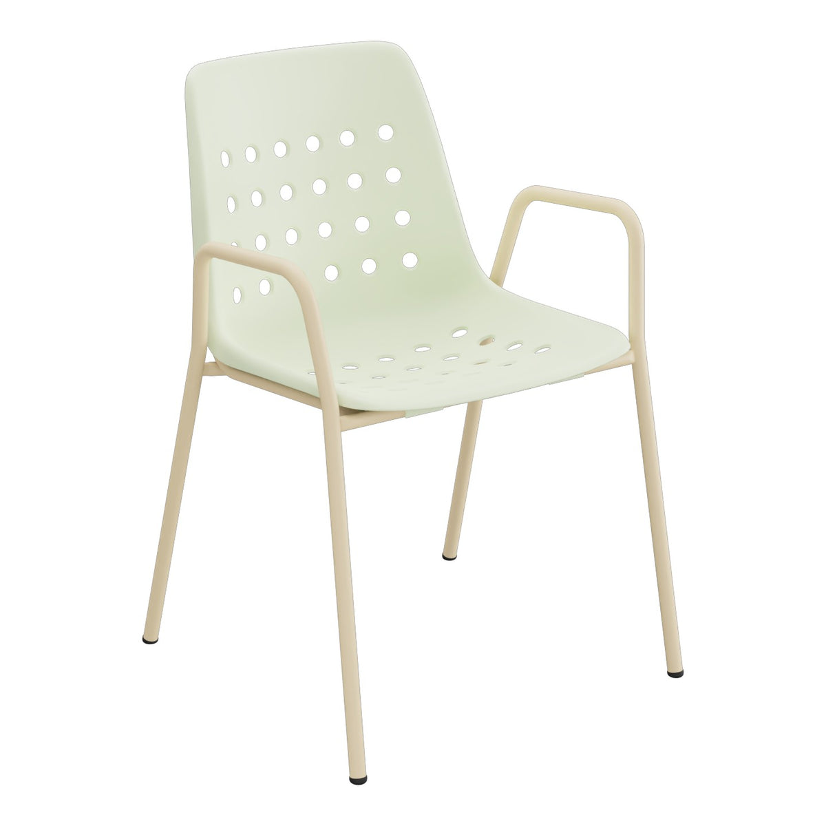 Schaffner Bermuda Fauteuil repas avec accoudoirs tubes ronds – Vert Pastel 64 / Marron Pastel 83