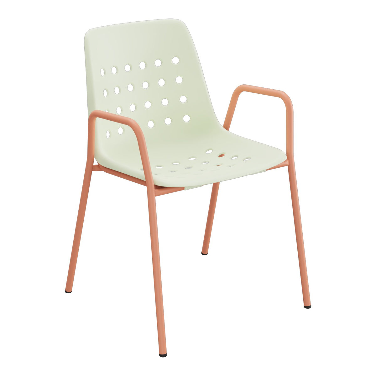Schaffner Bermuda Fauteuil repas avec accoudoirs tubes ronds – Vert Pastel 64 / Terracotta 84