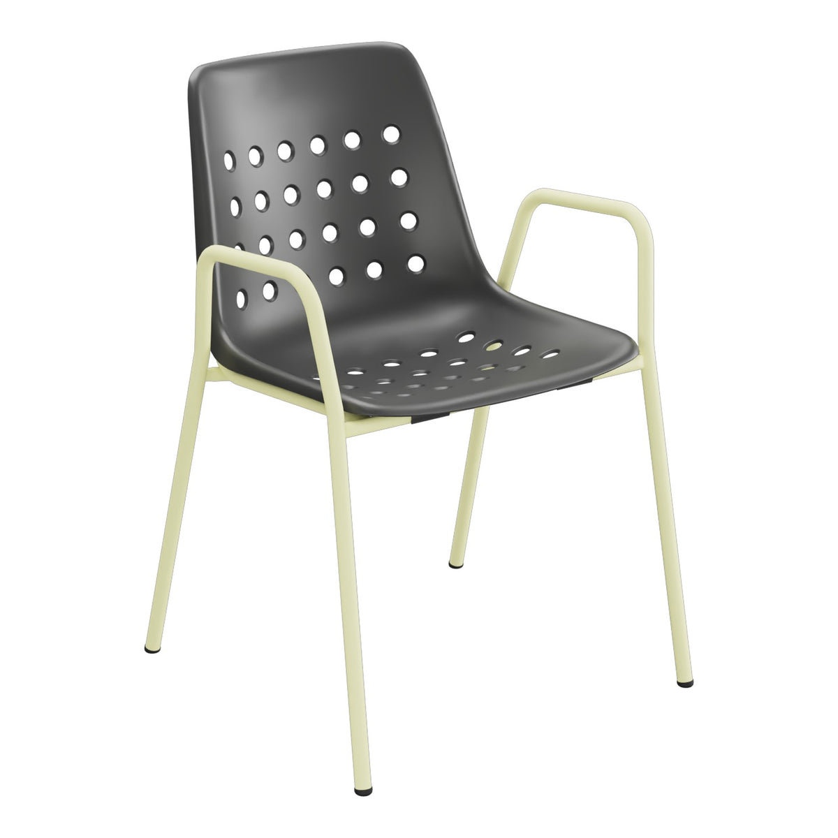 Schaffner Bermuda Fauteuil repas avec accoudoirs tubes ronds – Anthracite 77 / Jaune Buis 18