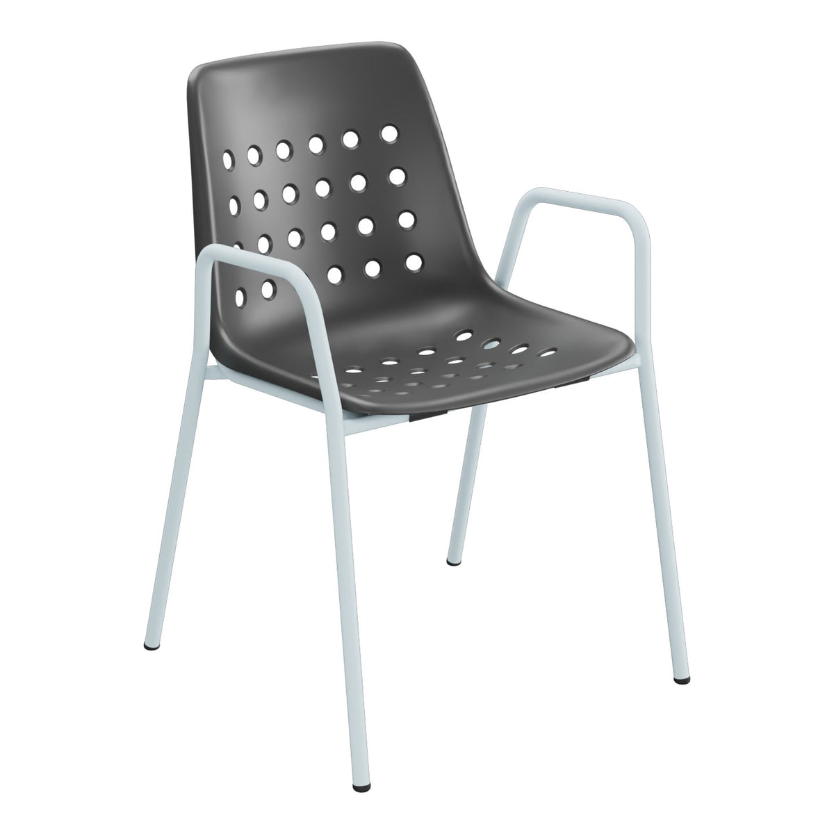 Schaffner Bermuda Fauteuil repas avec accoudoirs tubes ronds – Anthracite 77 / Bleu Pastel 51