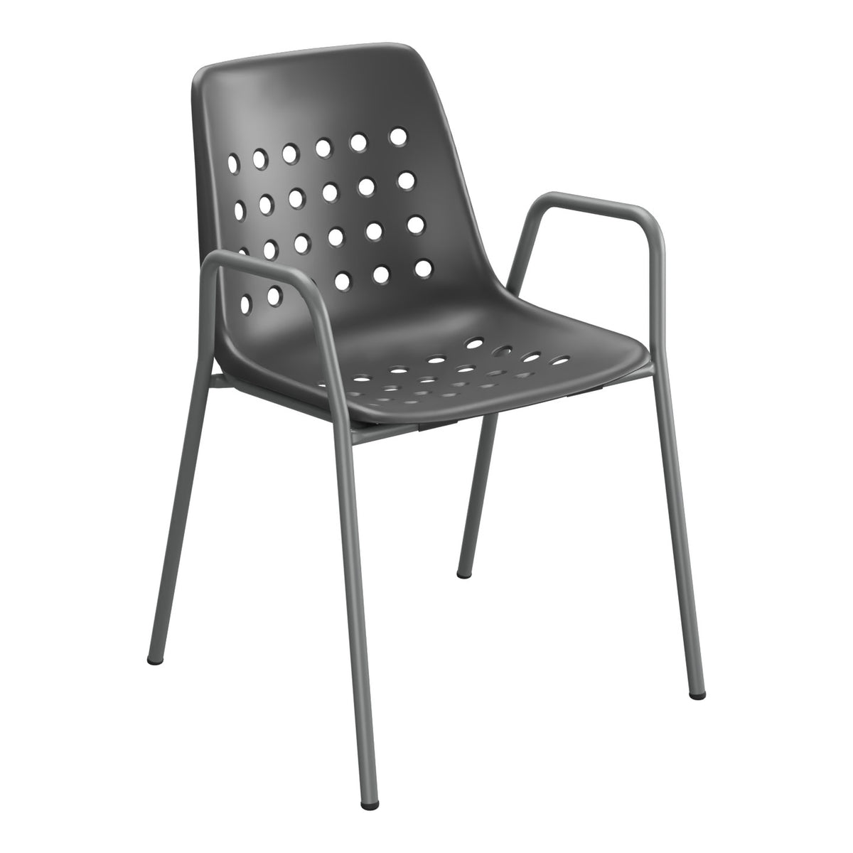 Schaffner Bermuda Fauteuil repas avec accoudoirs tubes ronds – Anthracite 77 / Graphite 73