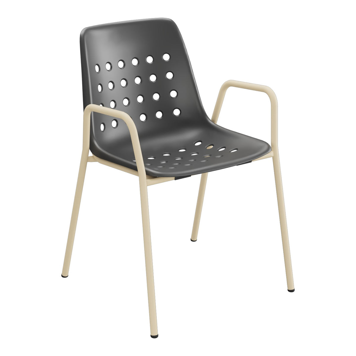 Schaffner Bermuda Fauteuil repas avec accoudoirs tubes ronds – Anthracite 77 / Marron Pastel 83