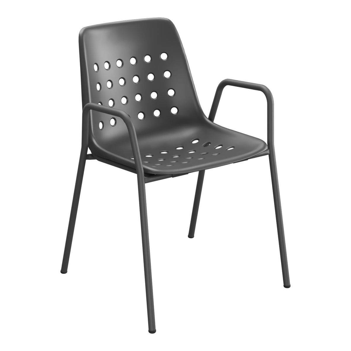 Schaffner Bermuda Fauteuil repas avec accoudoirs tubes ronds – Anthracite 77 / Noir 91