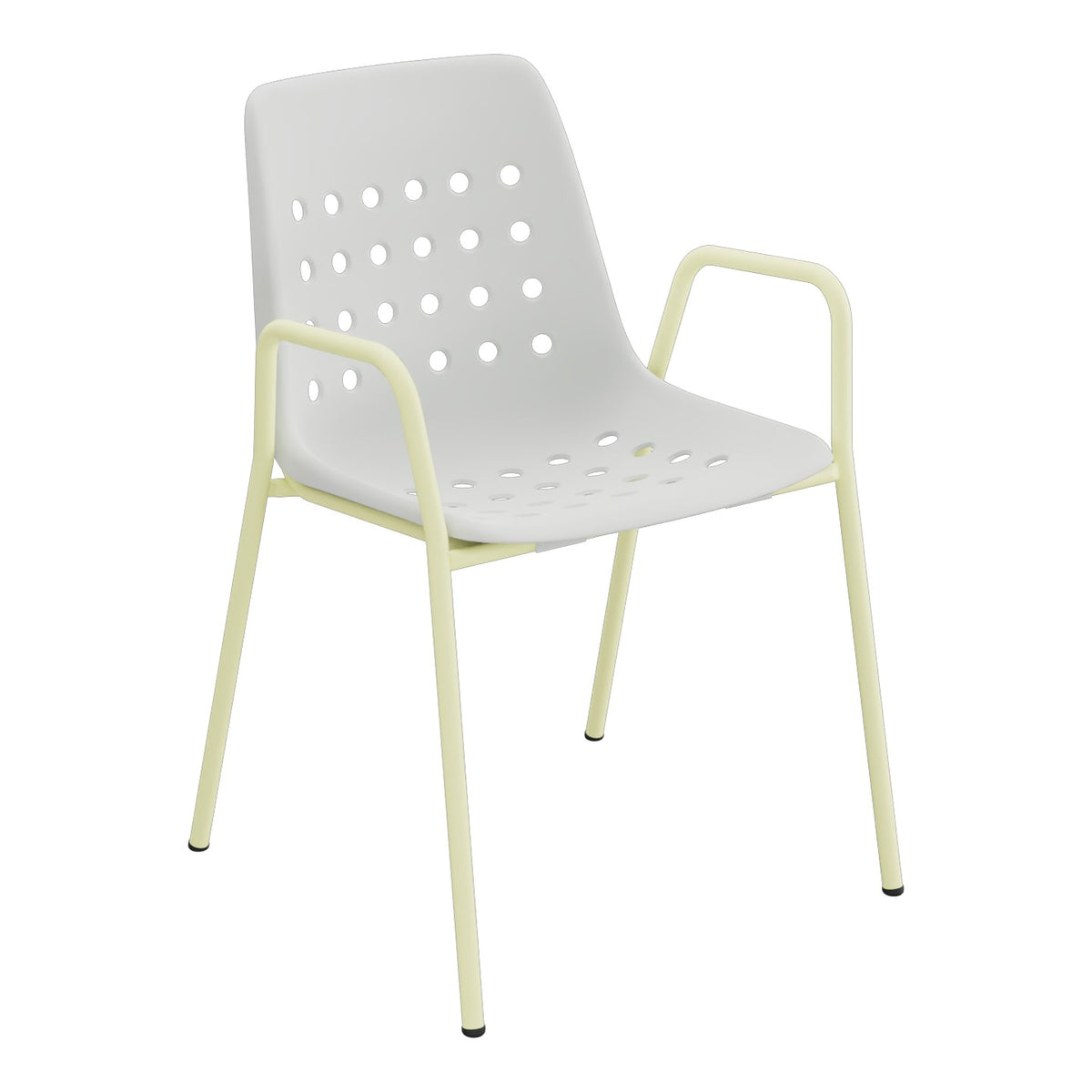 Schaffner Bermuda Fauteuil repas avec accoudoirs tubes ronds – Gris Argent 78 / Jaune Buis 18