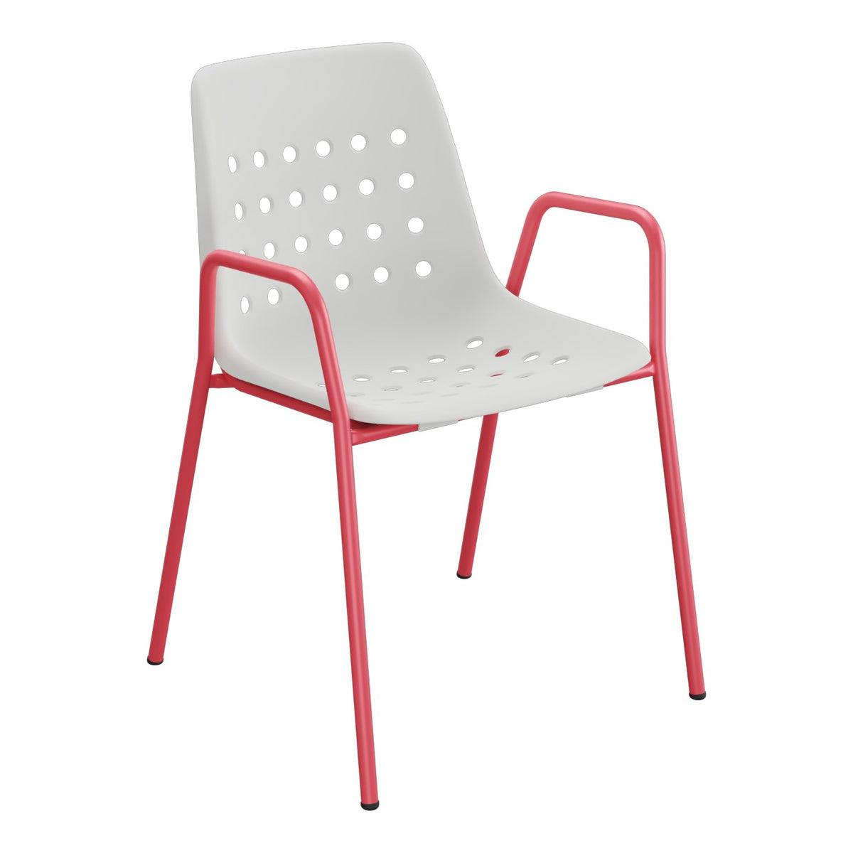 Schaffner Bermuda Fauteuil repas avec accoudoirs tubes ronds – Gris Argent 78 / Rouge Érable 33