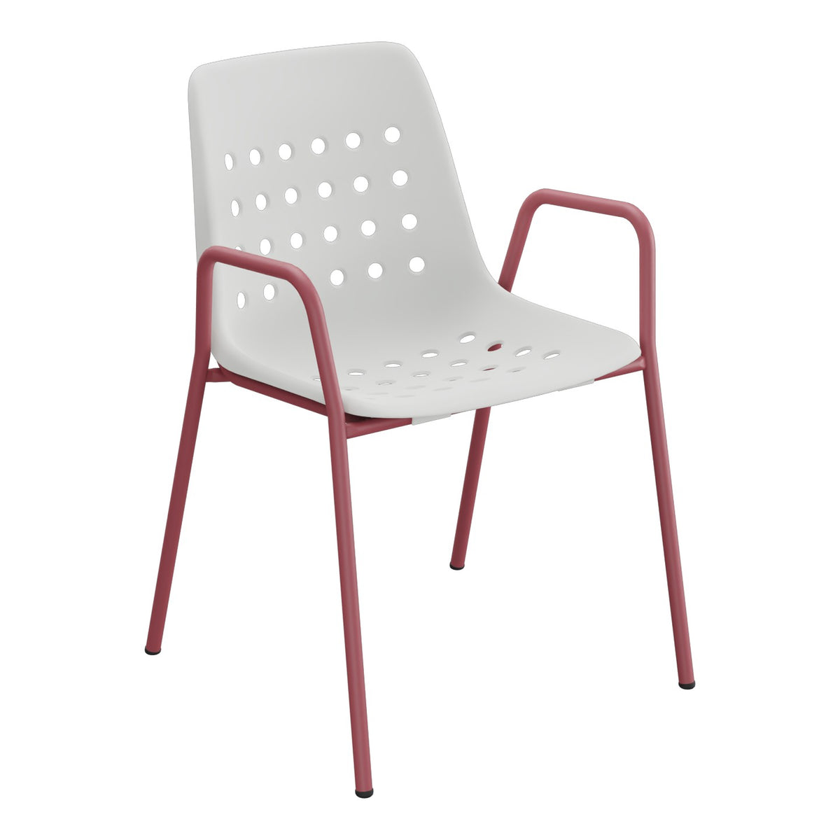 Schaffner Bermuda Fauteuil repas avec accoudoirs tubes ronds – Gris Argent 78 / Bordeaux 38