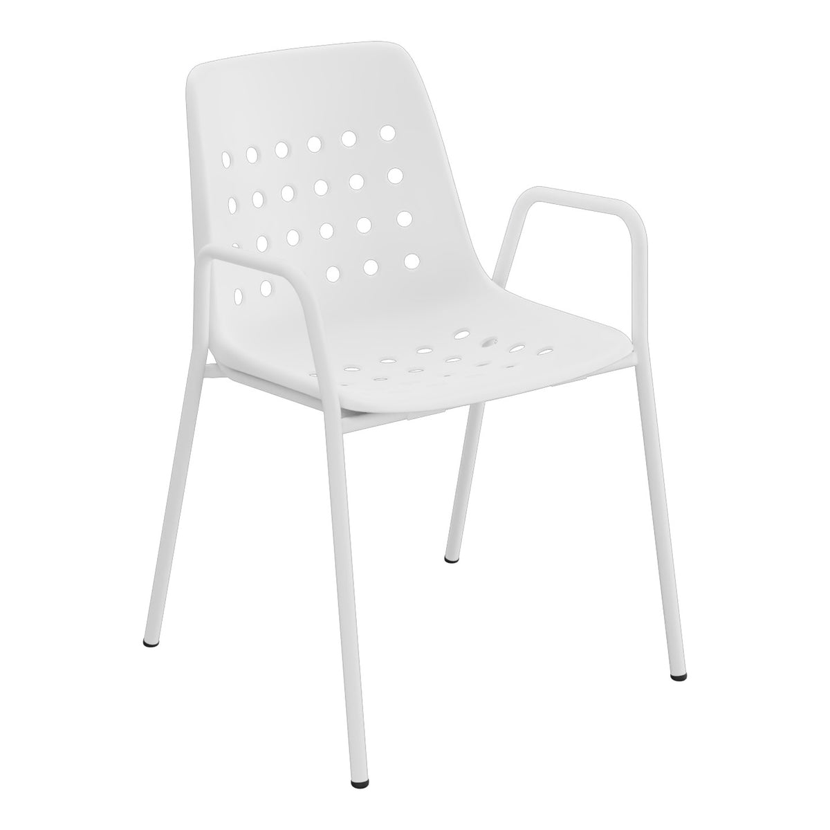 Schaffner Bermuda Fauteuil repas avec accoudoirs tubes ronds – Blanc 90 / Blanc 90