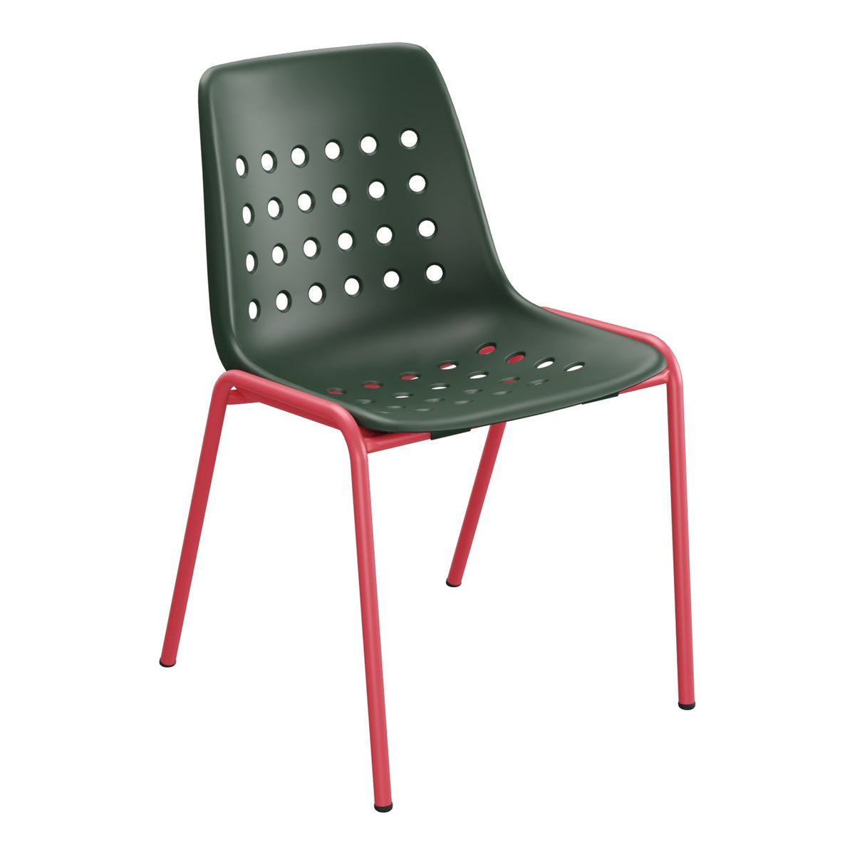 Schaffner Bermuda Chaise empilable – Vert Sapin 66 / Rouge Érable 33