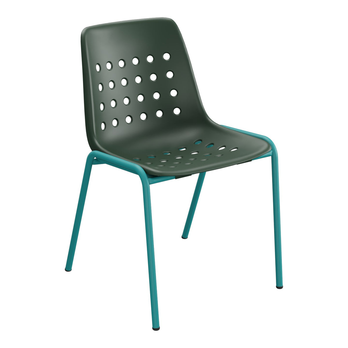 Schaffner Bermuda Chaise empilable – Vert Sapin 66 / Bleu Kali 56
