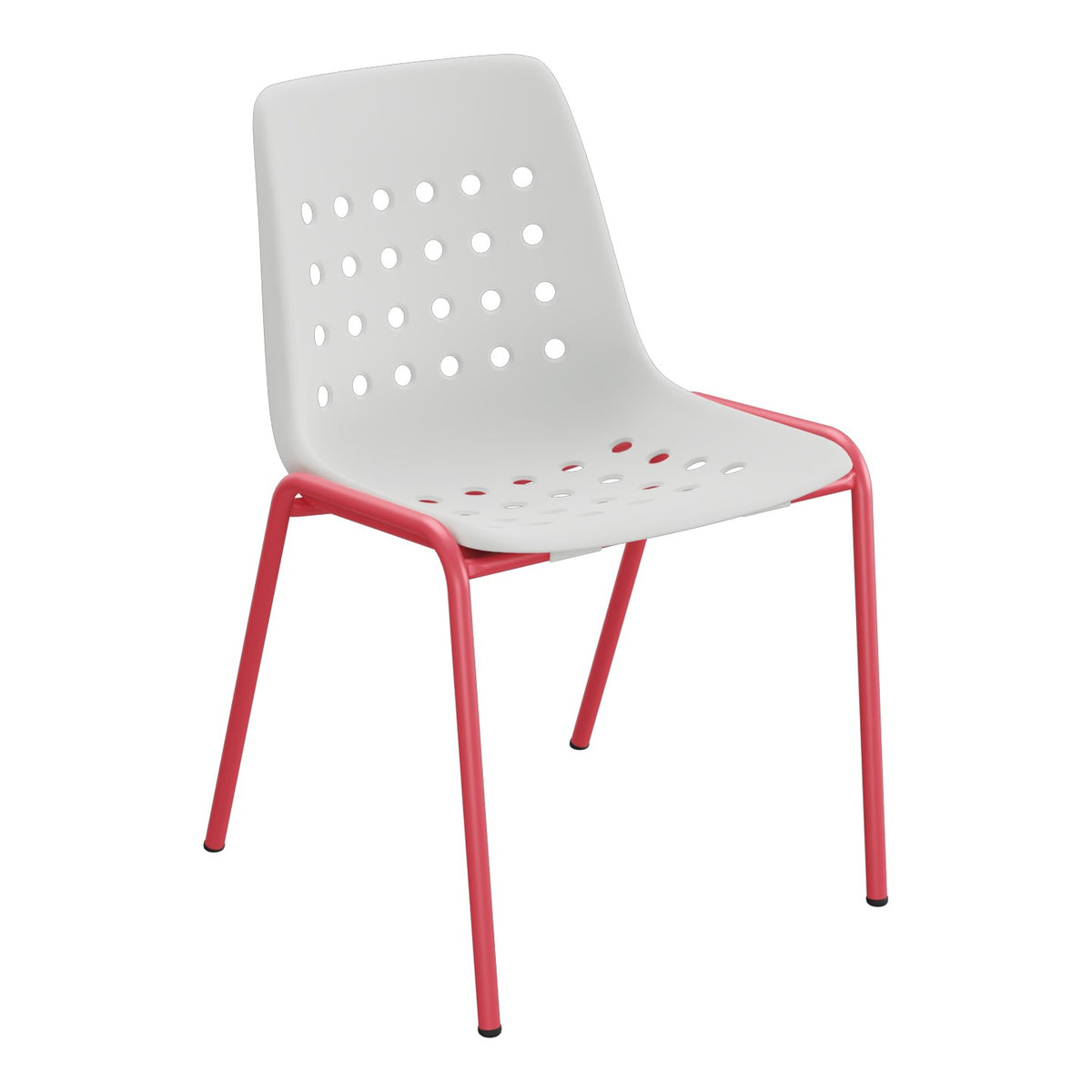 Schaffner Bermuda Chaise empilable – Gris Argent 78 / Rouge Érable 33