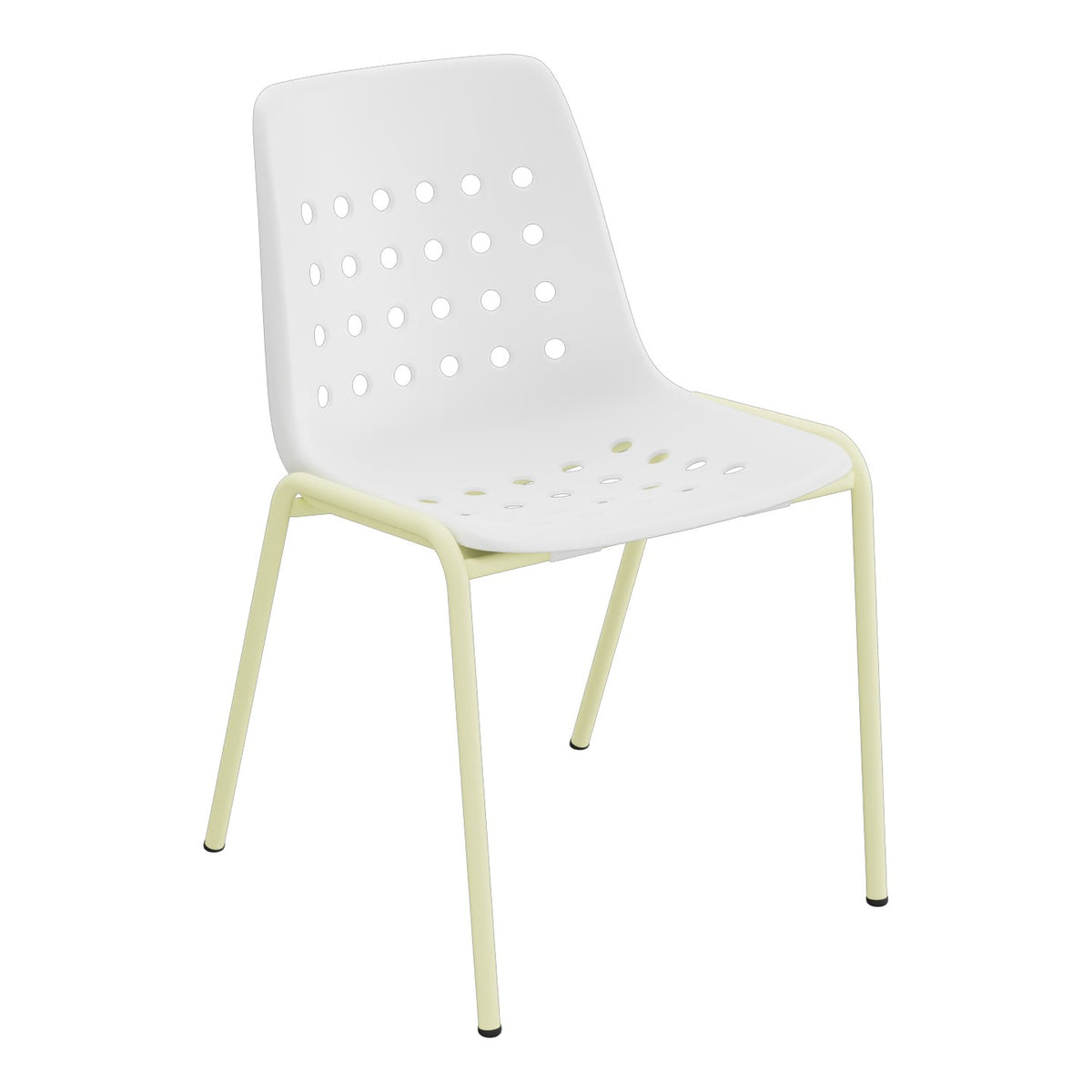 Schaffner Bermuda Chaise empilable – Blanc 90 / Jaune Buis 18