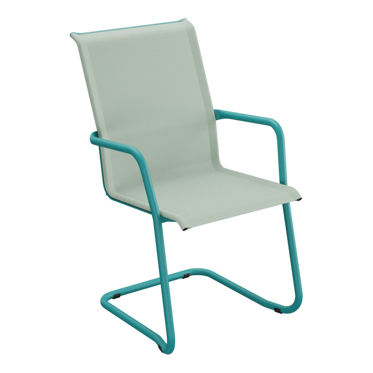 Schaffner Locarno Fauteuil Cantilever empilable – Vert Crème 26 / Bleu Kali 56