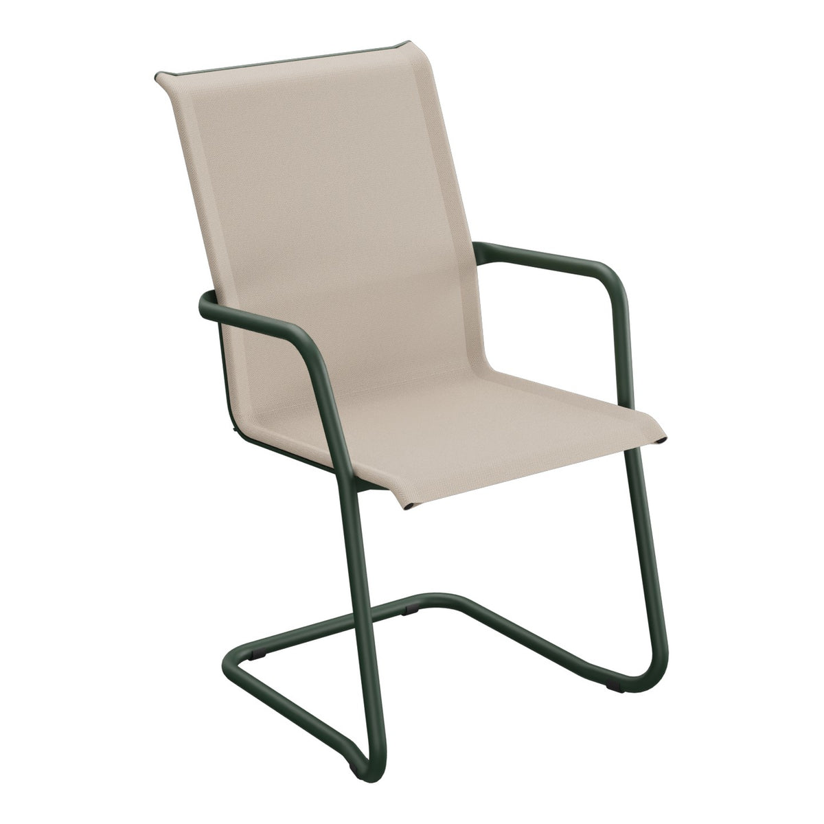 Schaffner Locarno Fauteuil Cantilever empilable – Sable 81 / Vert Sapin 66