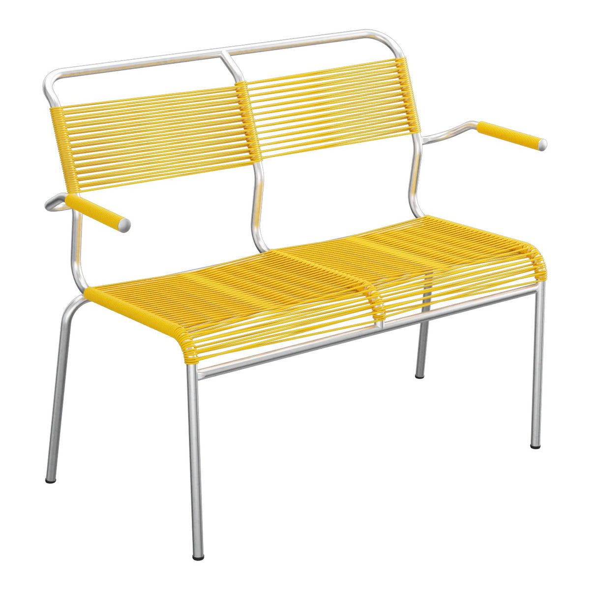 Schaffner Säntis Banc Spaghetti 2 places avec accoudoirs – Jaune 11 / Galvanisé à chaud 02