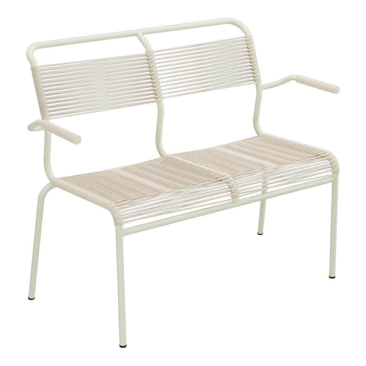 Schaffner Säntis Banc Spaghetti 2 places avec accoudoirs – Sable Pastel 15 / Vert Pastel 64