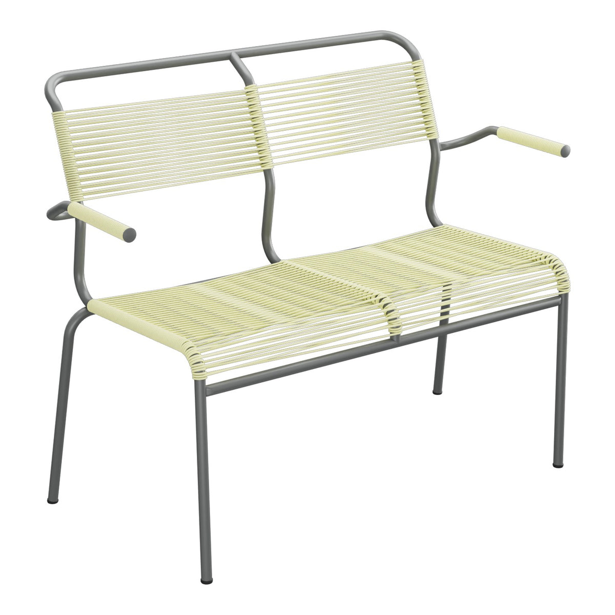 Schaffner Säntis Banc Spaghetti 2 places avec accoudoirs – Jaune Buis 18 / Graphite 73