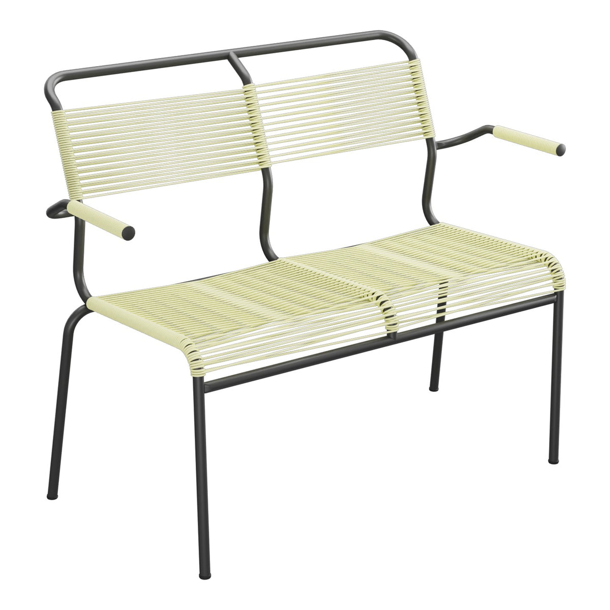 Schaffner Säntis Banc Spaghetti 2 places avec accoudoirs – Jaune Buis 18 / Anthracite 77