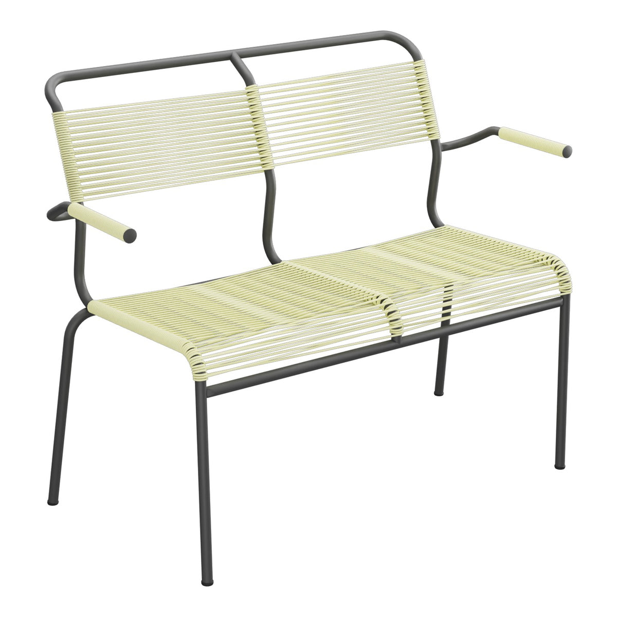 Schaffner Säntis Banc Spaghetti 2 places avec accoudoirs – Jaune Buis 18 / Noir 91