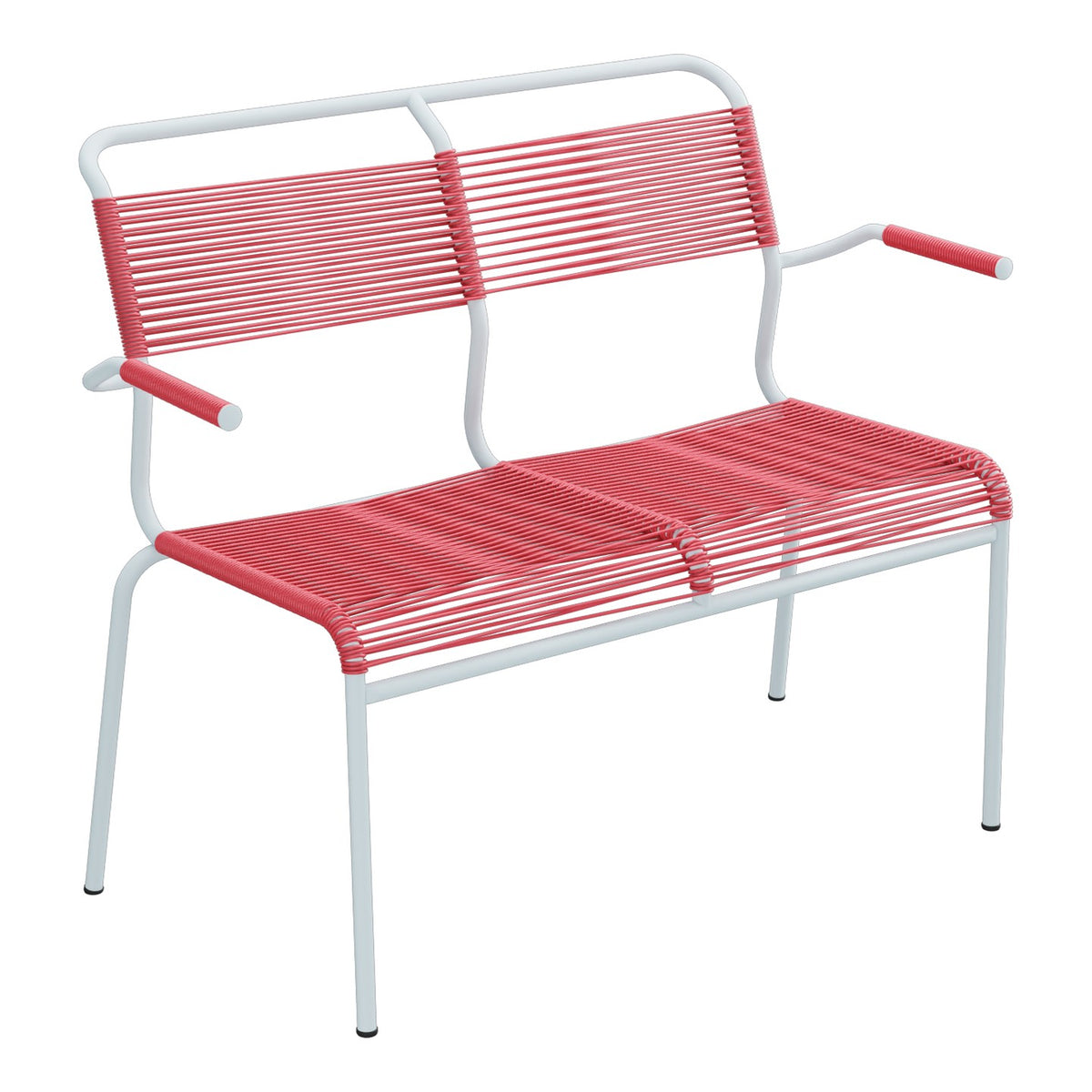 Schaffner Säntis Banc Spaghetti 2 places avec accoudoirs – Rouge Érable 33 / Bleu Pastel 51
