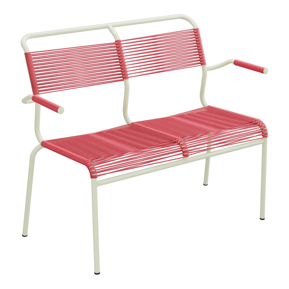 Schaffner Säntis Banc Spaghetti 2 places avec accoudoirs – Rouge Érable 33 / Vert Pastel 64