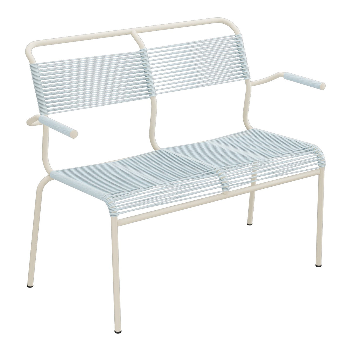 Schaffner Säntis Banc Spaghetti 2 places avec accoudoirs – Bleu Pastel 51 / Sable Pastel 15