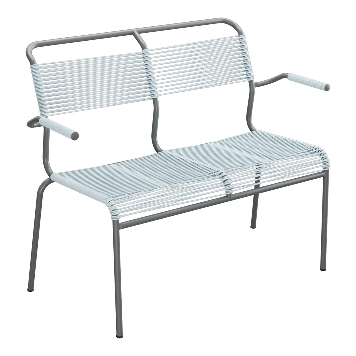 Schaffner Säntis Banc Spaghetti 2 places avec accoudoirs – Bleu Pastel 51 / Graphite 73