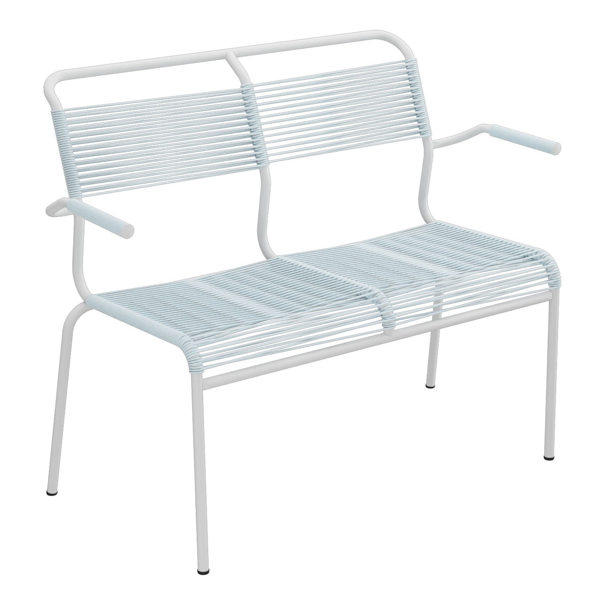 Schaffner Säntis Banc Spaghetti 2 places avec accoudoirs – Bleu Pastel 51 / Gris Argent 78