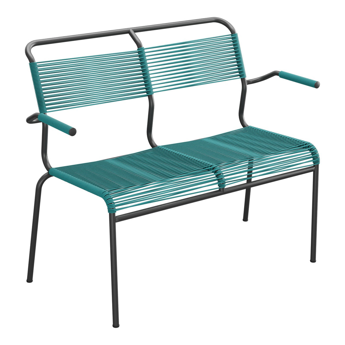 Schaffner Säntis Banc Spaghetti 2 places avec accoudoirs – Bleu Kali 56 / Anthracite 77