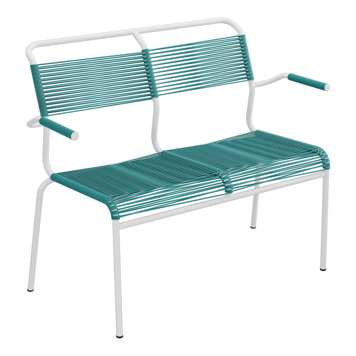 Schaffner Säntis Banc Spaghetti 2 places avec accoudoirs – Bleu Kali 56 / Blanc 90