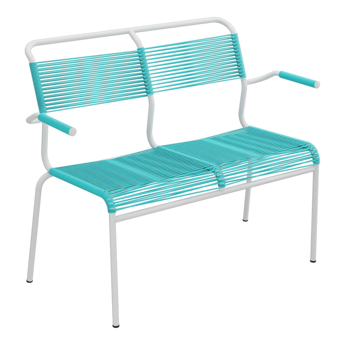 Schaffner Säntis Banc Spaghetti 2 places avec accoudoirs – Turquoise 58 / Gris Argent 78