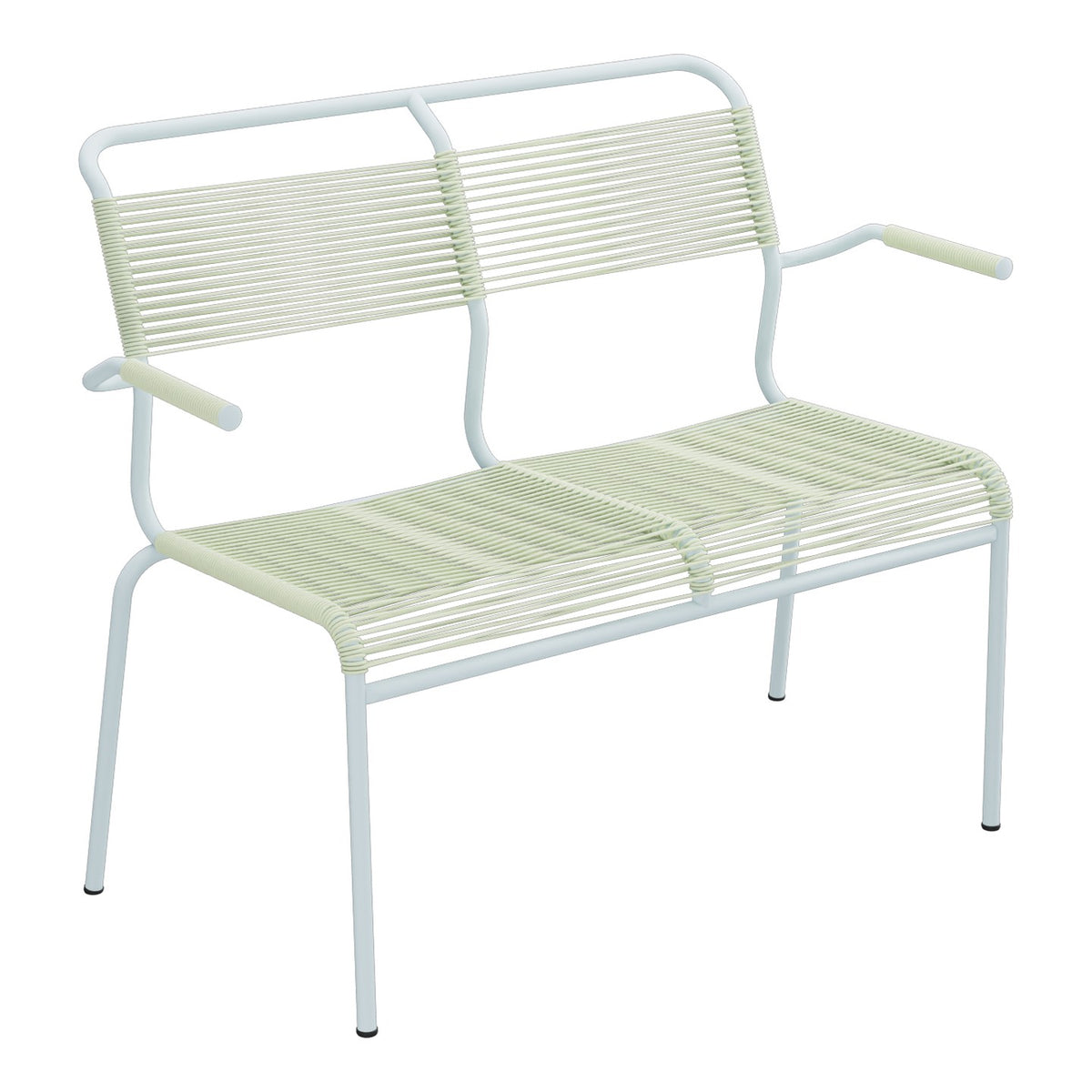 Schaffner Säntis Banc Spaghetti 2 places avec accoudoirs – Vert Pastel 64 / Bleu Pastel 51