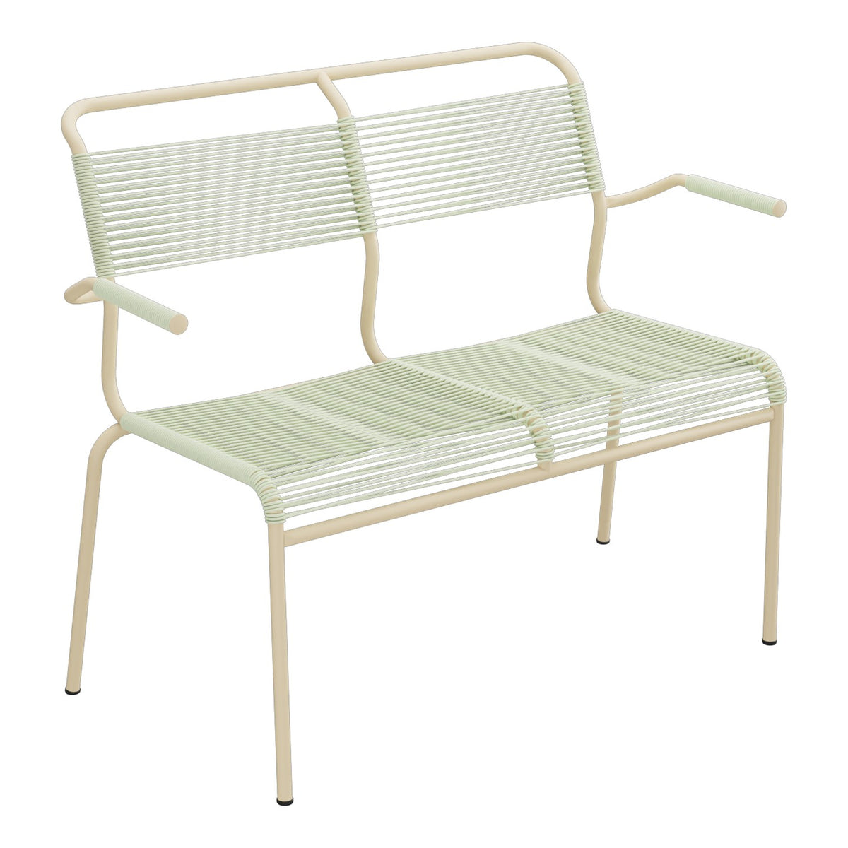 Schaffner Säntis Banc Spaghetti 2 places avec accoudoirs – Vert Pastel 64 / Marron Pastel 83