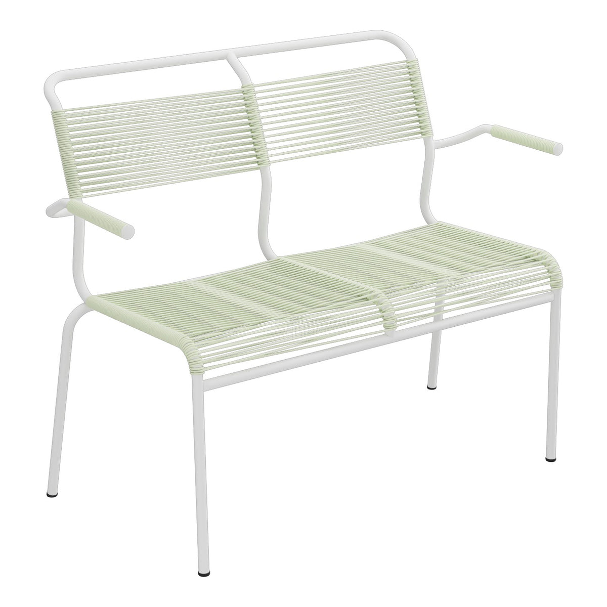 Schaffner Säntis Banc Spaghetti 2 places avec accoudoirs – Vert Pastel 64 / Blanc 90