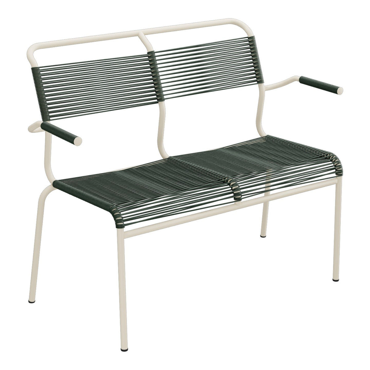 Schaffner Säntis Banc Spaghetti 2 places avec accoudoirs – Vert Sapin 66 / Sable Pastel 15