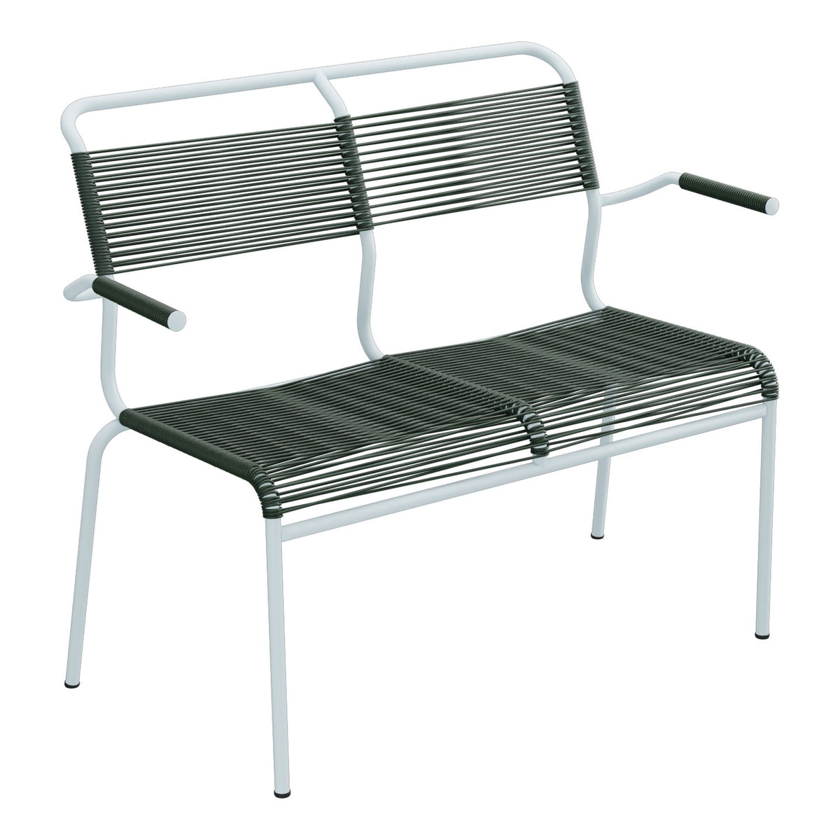 Schaffner Säntis Banc Spaghetti 2 places avec accoudoirs – Vert Sapin 66 / Bleu Pastel 51