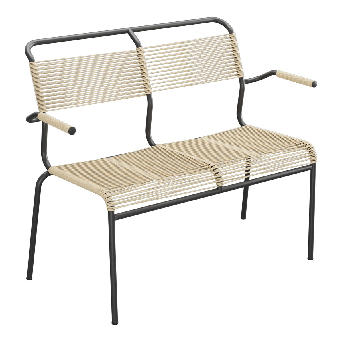 Schaffner Säntis Banc Spaghetti 2 places avec accoudoirs – Marron Pastel 83 / Anthracite 77