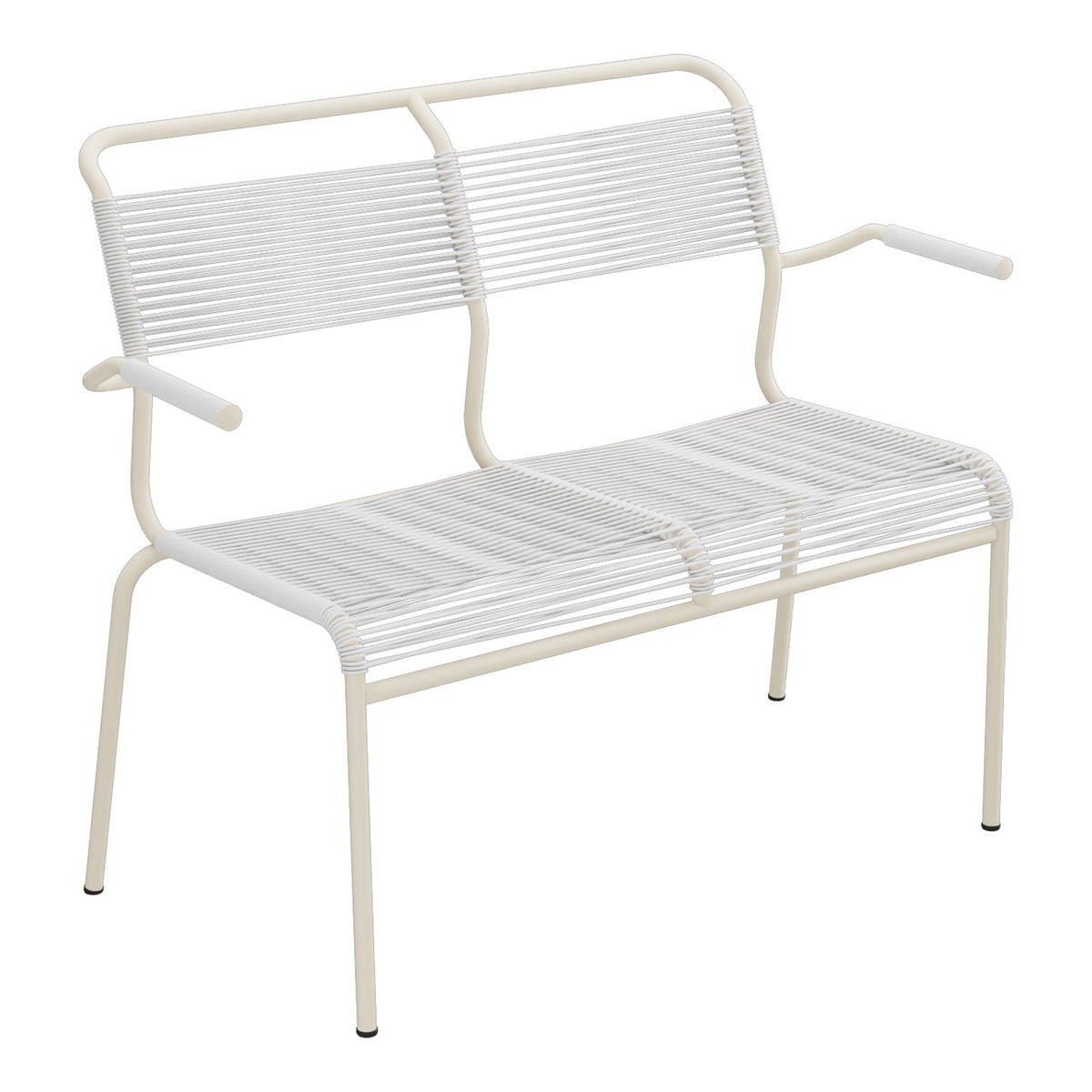 Schaffner Säntis Banc Spaghetti 2 places avec accoudoirs – Blanc 90 / Sable Pastel 15