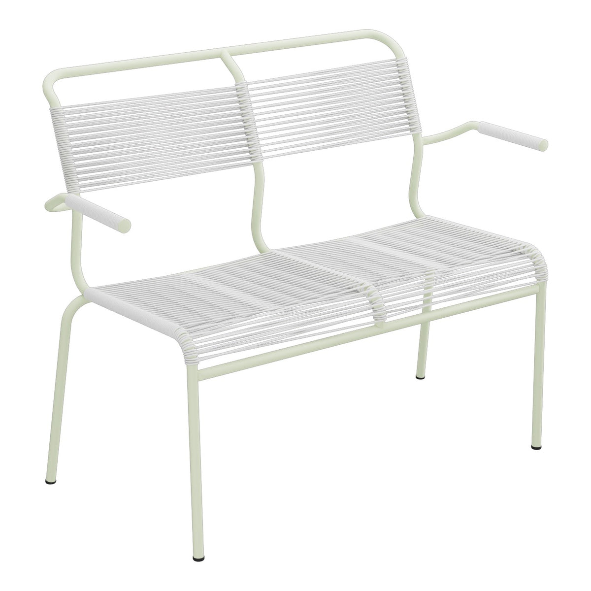 Schaffner Säntis Banc Spaghetti 2 places avec accoudoirs – Blanc 90 / Vert Pastel 64