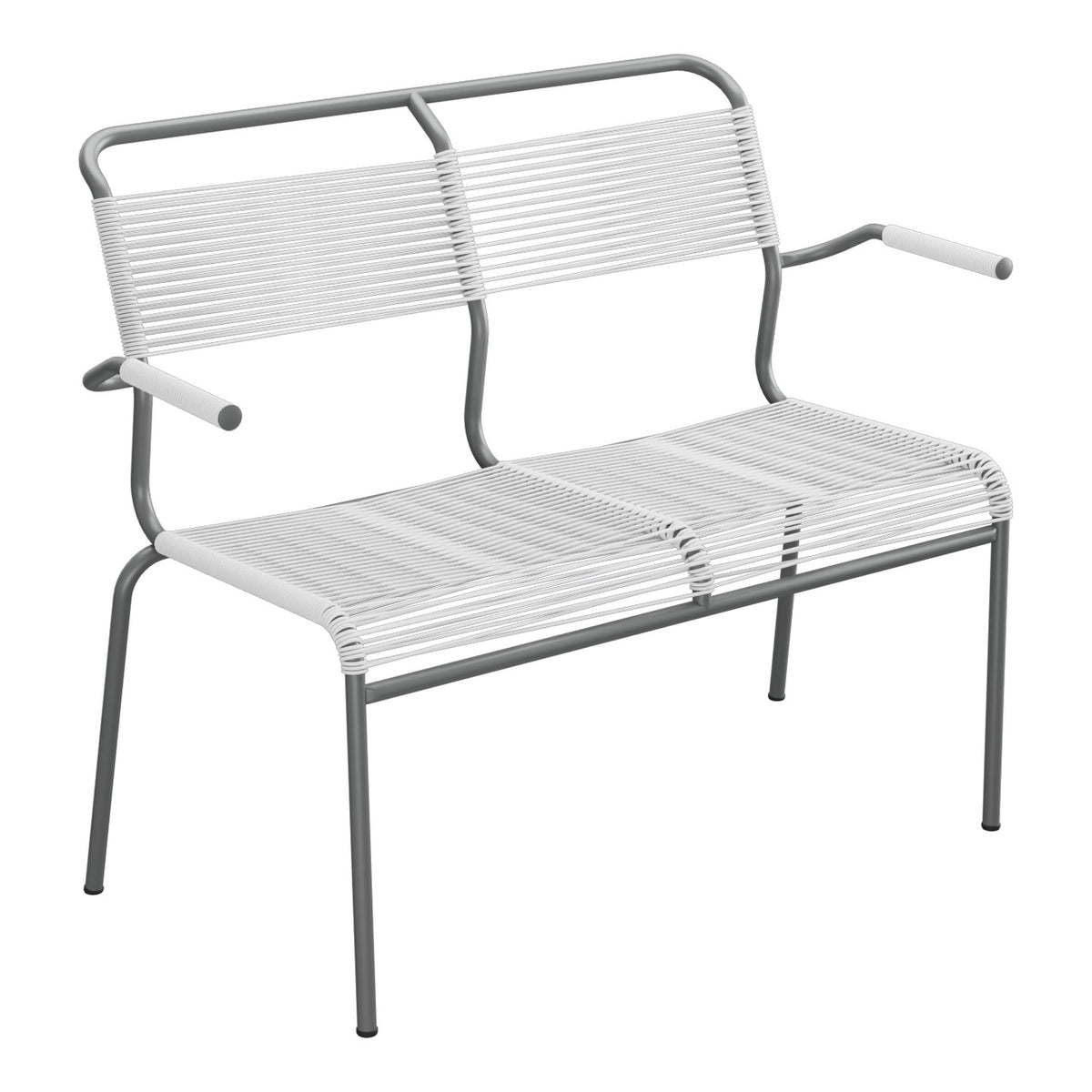 Schaffner Säntis Banc Spaghetti 2 places avec accoudoirs – Blanc 90 / Graphite 73