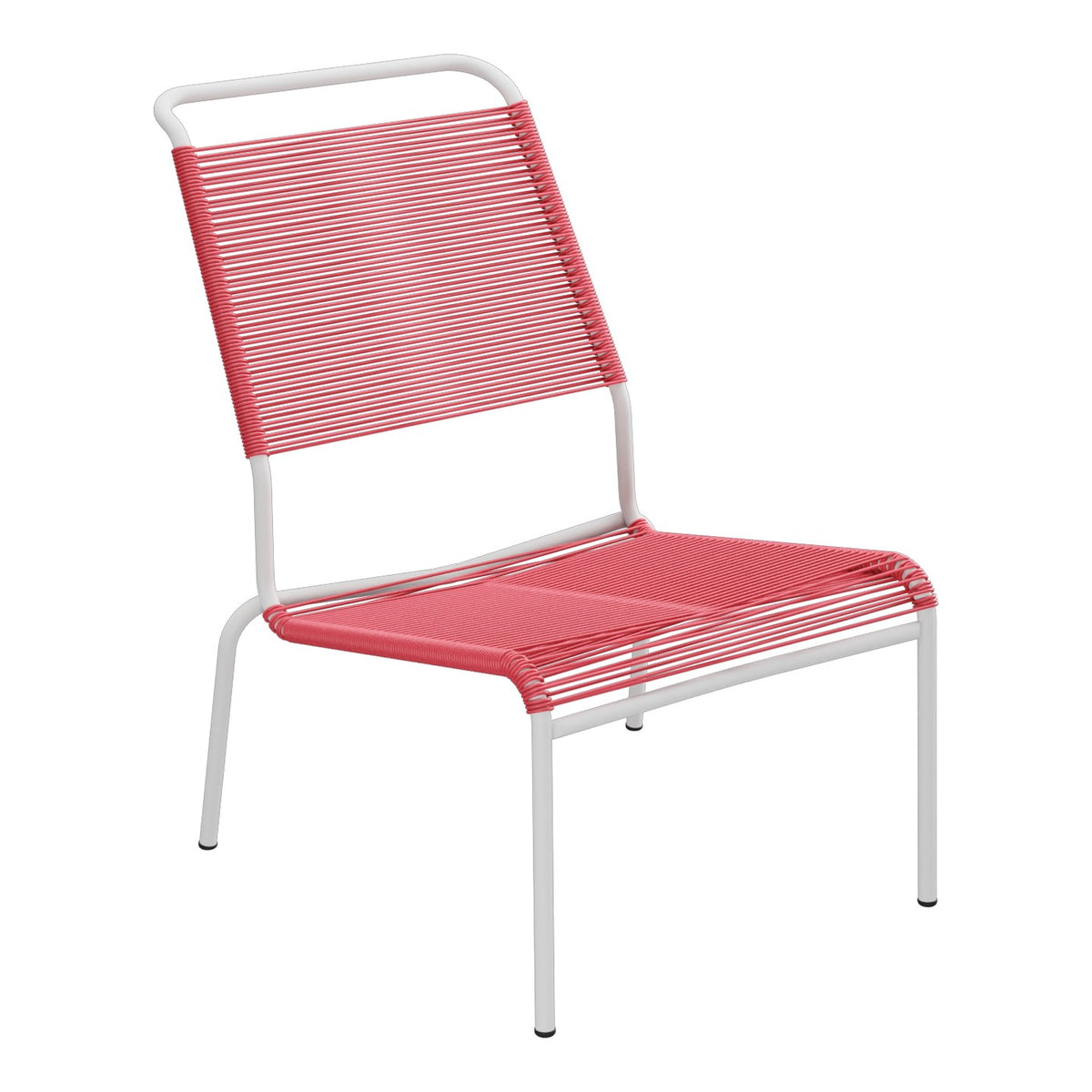 Schaffner Säntis Chaise basse Haut dossier Spaghetti – Rouge Érable 33 / Gris Argent 78