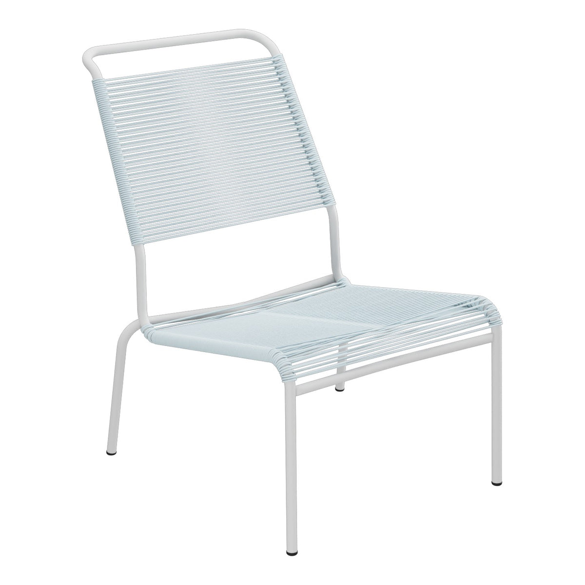 Schaffner Säntis Chaise basse Haut dossier Spaghetti – Bleu Pastel 51 / Gris Argent 78